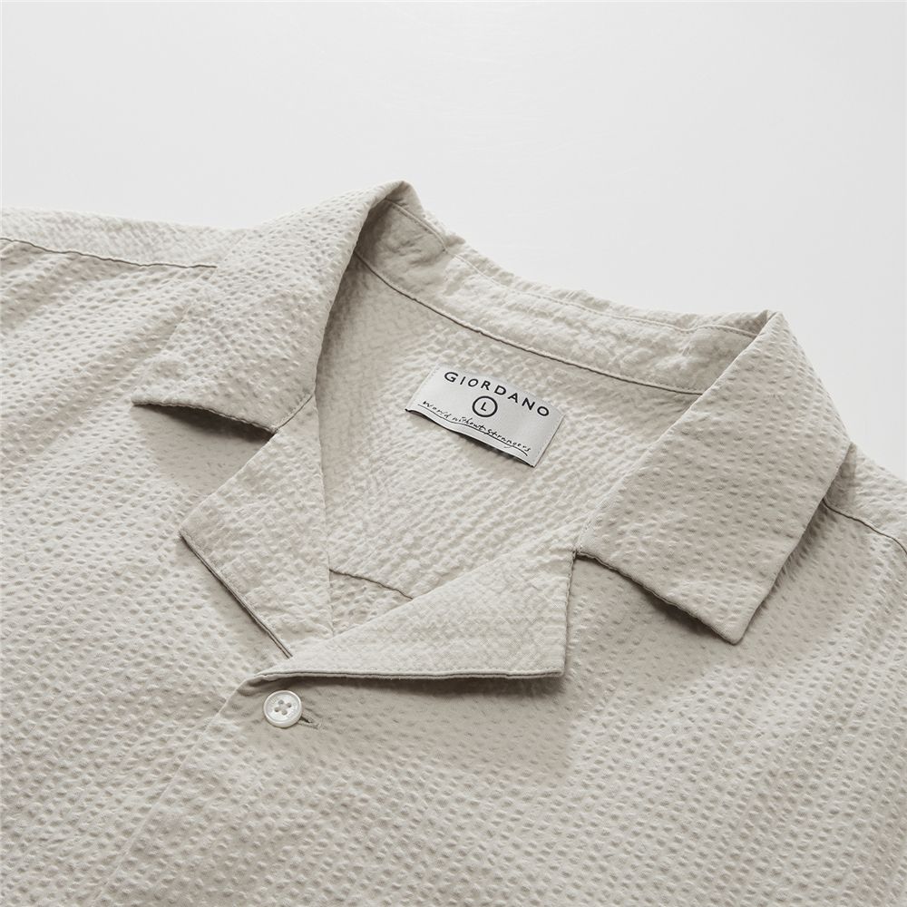 Men's Seersucker Half Sleeve Shirt - Giordano Online