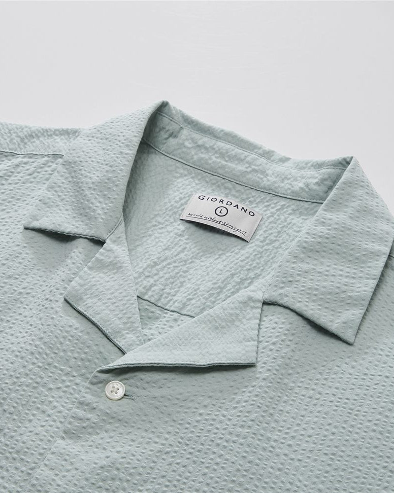 Men's Seersucker Half Sleeve Shirt - Giordano Online