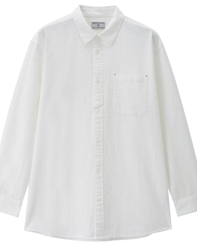 Men's Seersucker Relax Fit Shirt - Giordano Online