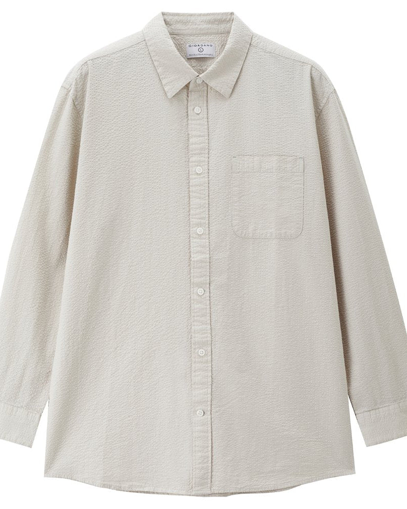 Men's Seersucker Relax Fit Shirt - Giordano Online