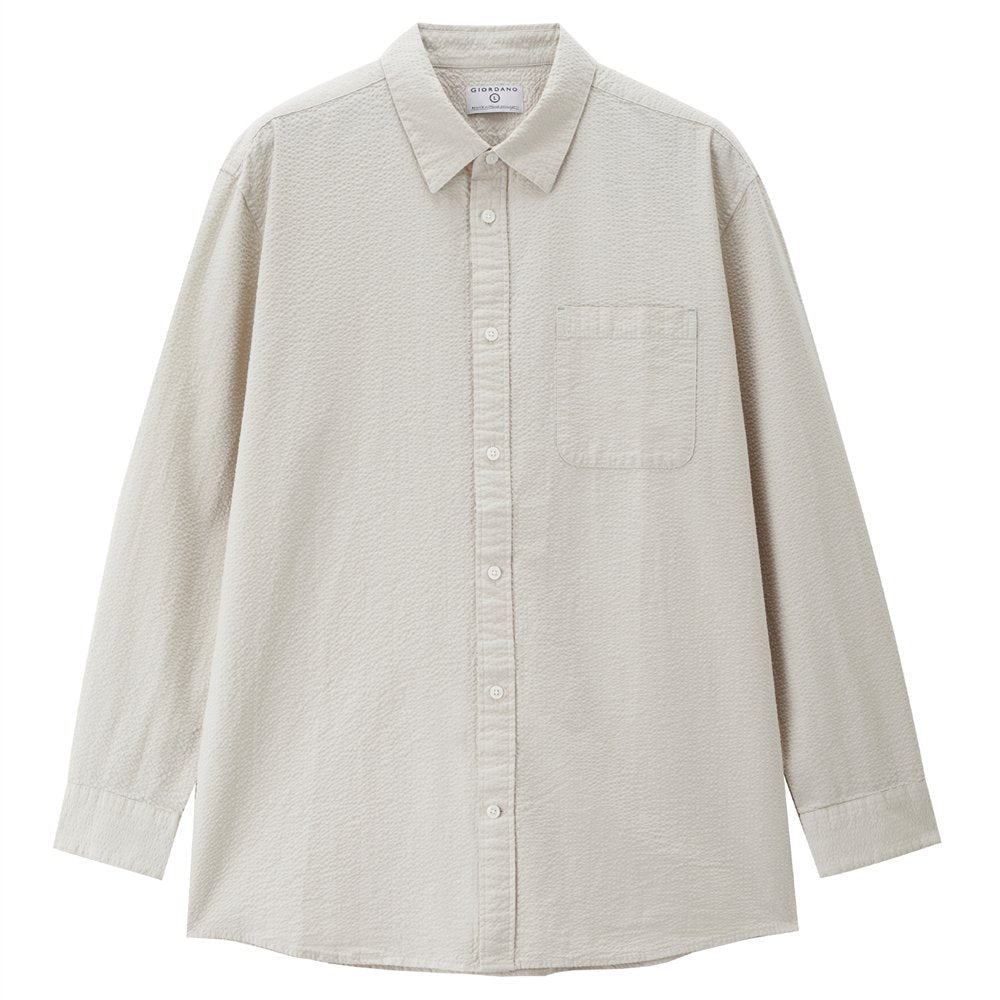Men's Seersucker Relax Fit Shirt - Giordano Online