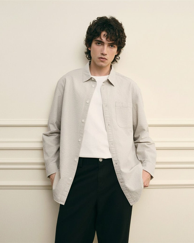 Men's Seersucker Relax Fit Shirt - Giordano Online