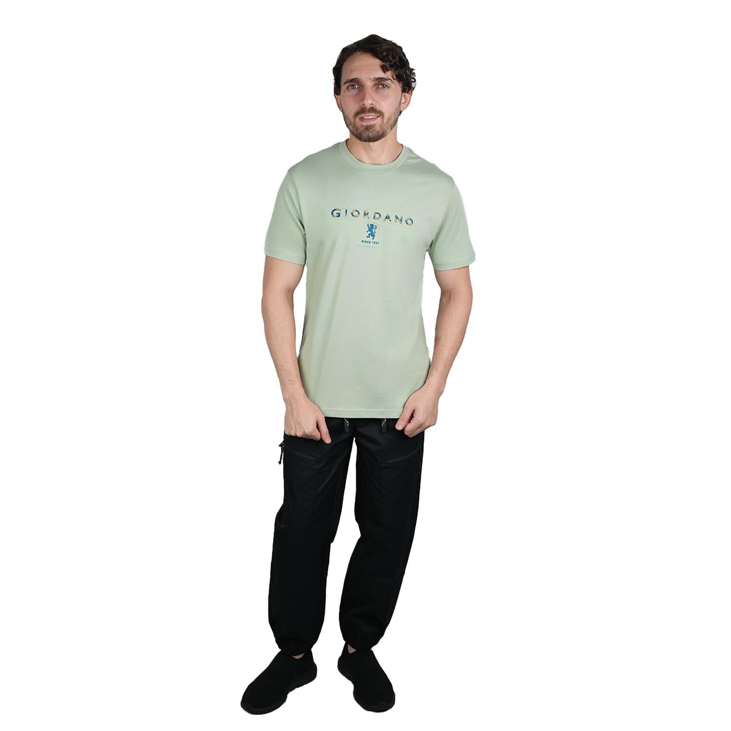 Men's Signature Print Tee - Green - Giordano Online