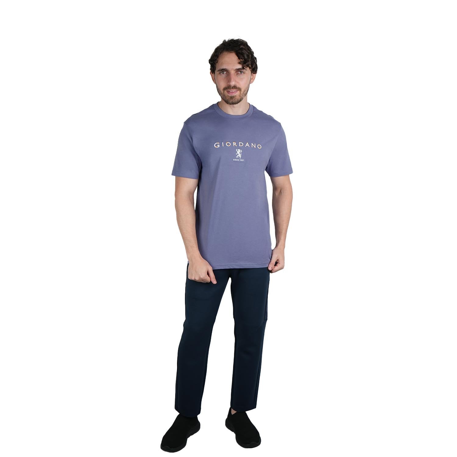 Men's Signature Print Tee - Purple - Giordano Online