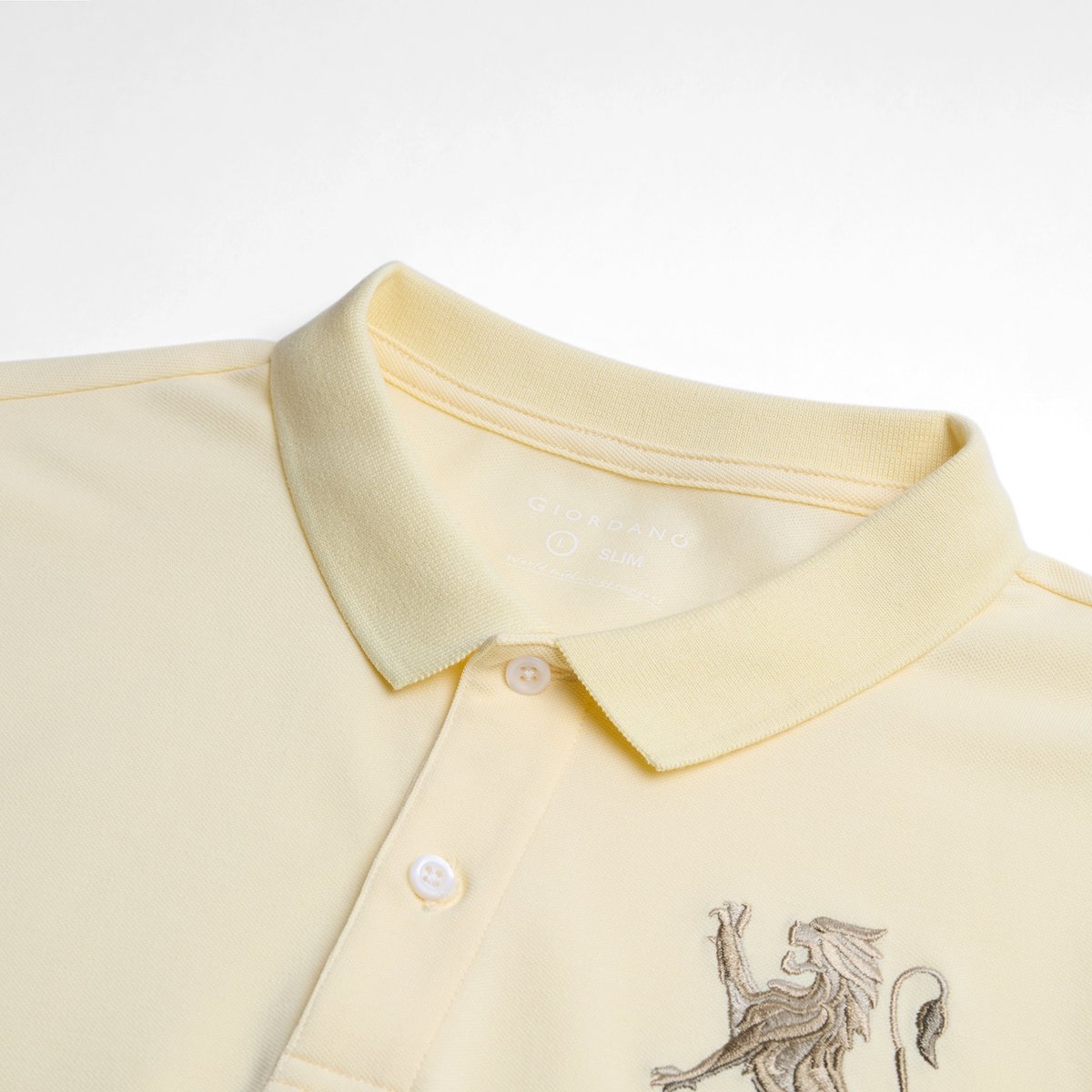 Men’s Slim Fit 3D Lion Embroidery Lycra Pique Polo - Giordano Online