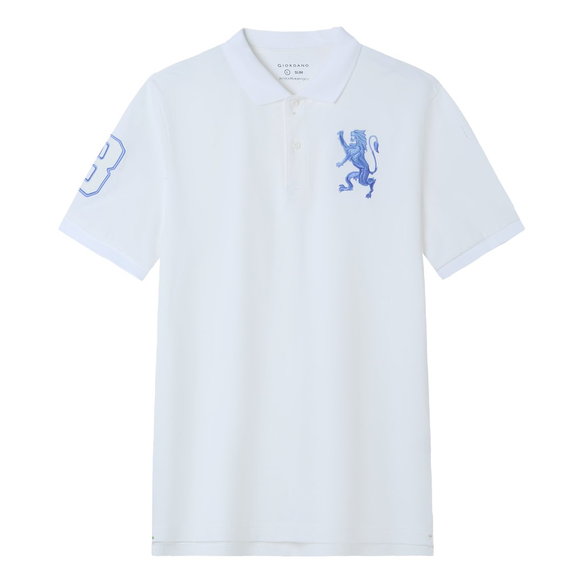 Men’s Slim Fit 3D Lion Embroidery Lycra Pique Polo - Giordano Online