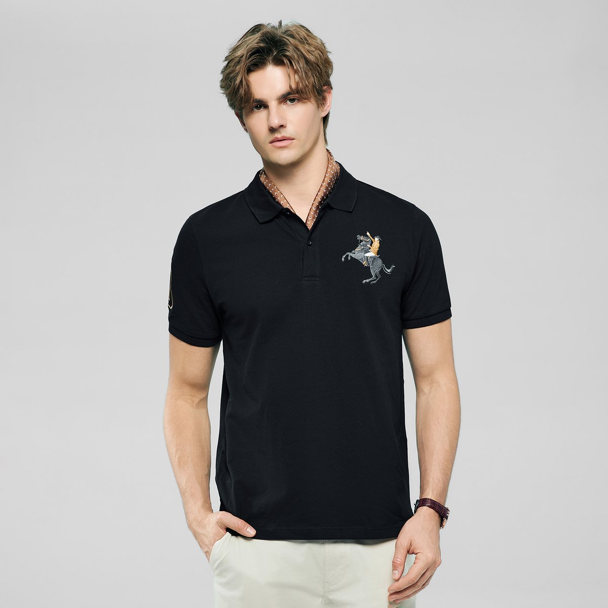 Men's Slim Fit Cotton Short Sleeve Napoleon Polo - Giordano Online