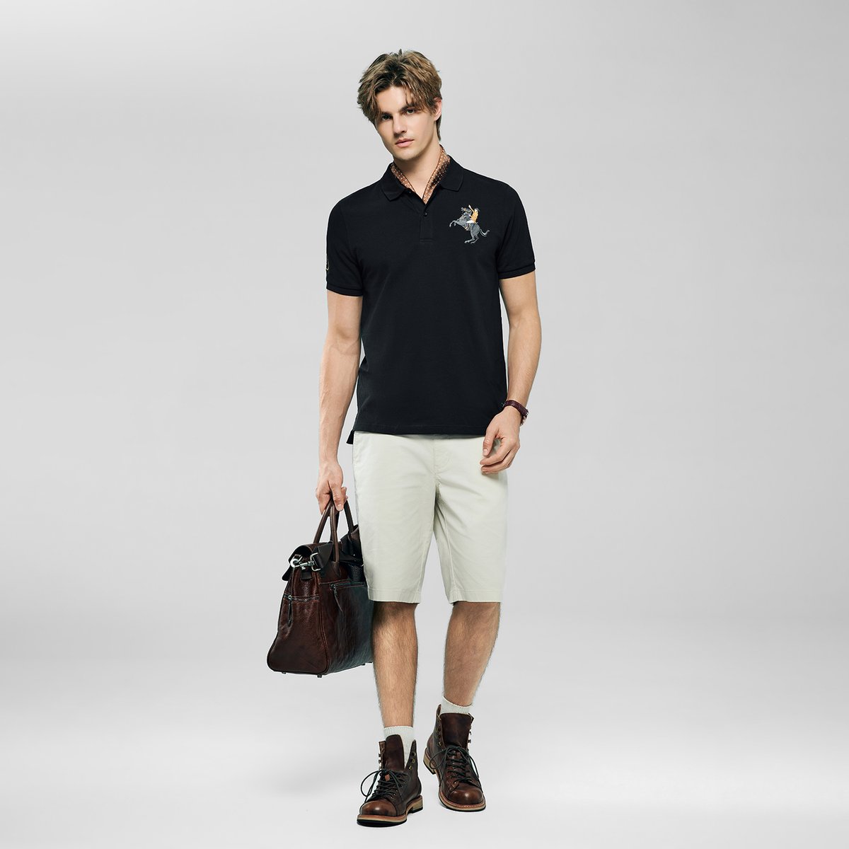 Men's Slim Fit Cotton Short Sleeve Napoleon Polo - Giordano Online