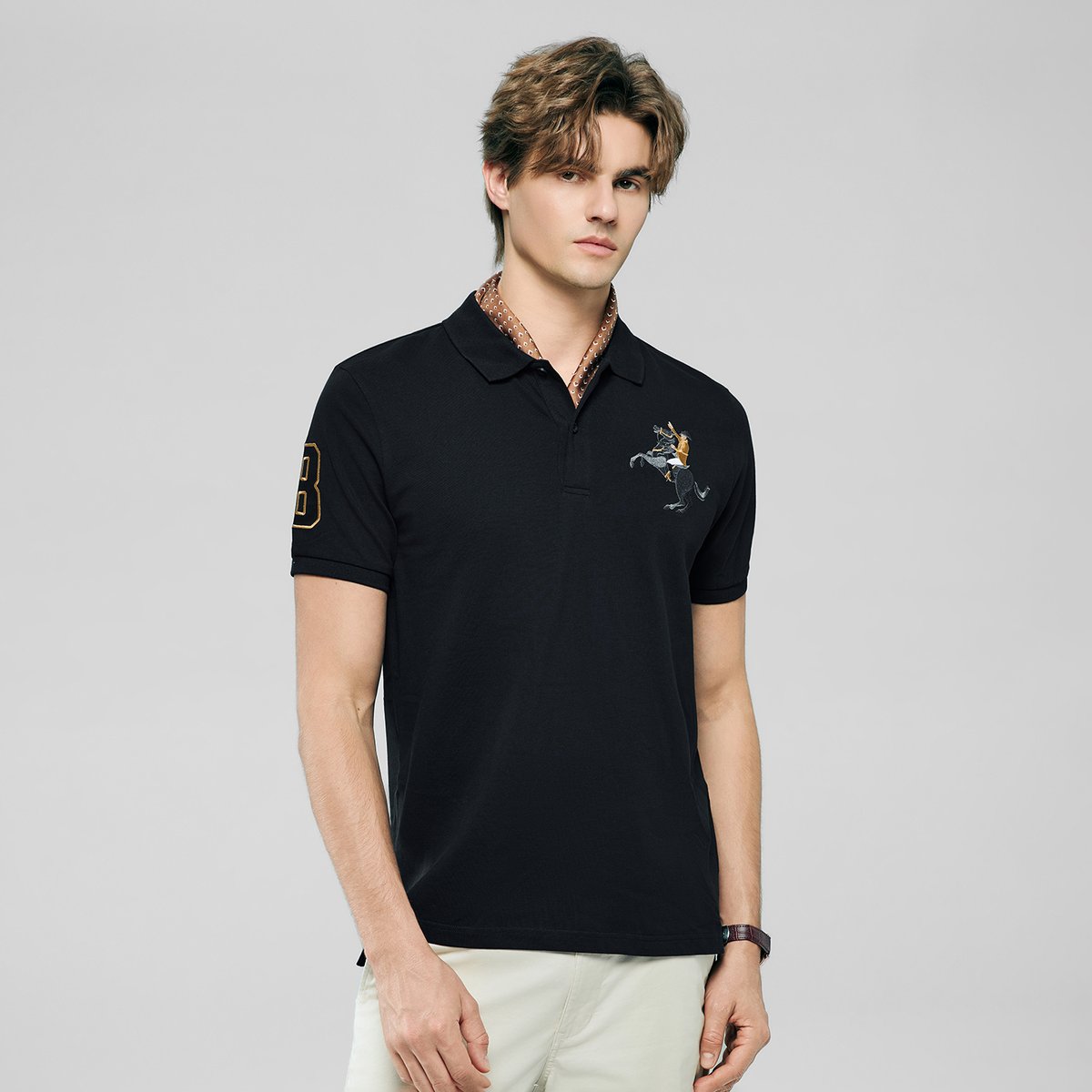 Men's Slim Fit Cotton Short Sleeve Napoleon Polo - Giordano Online