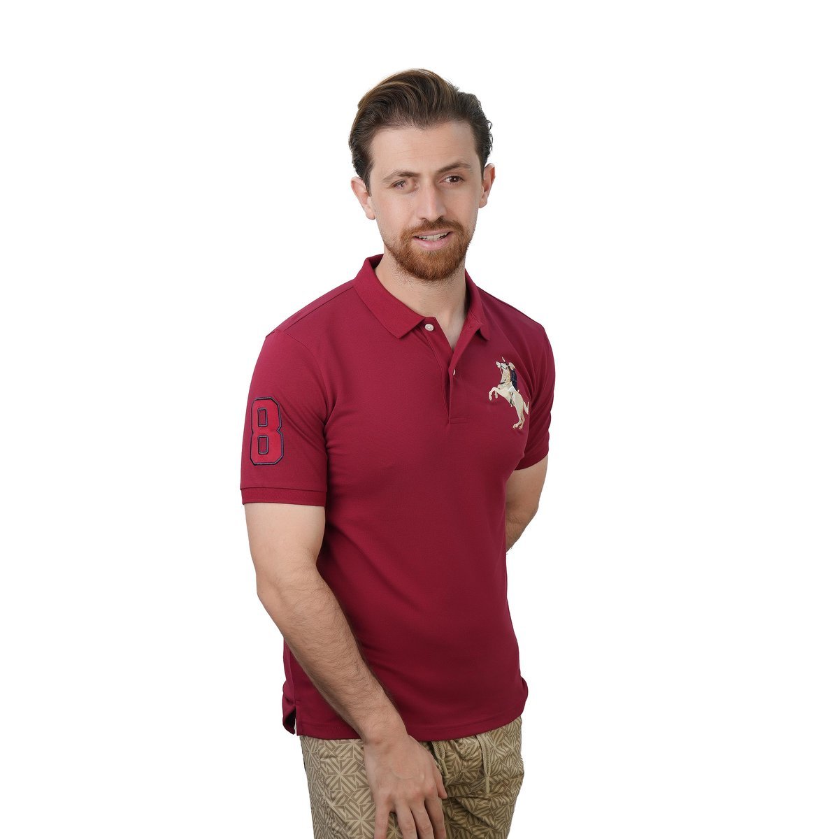 Men's Slim Fit Cotton Short Sleeve Napoleon Polo - Giordano Online