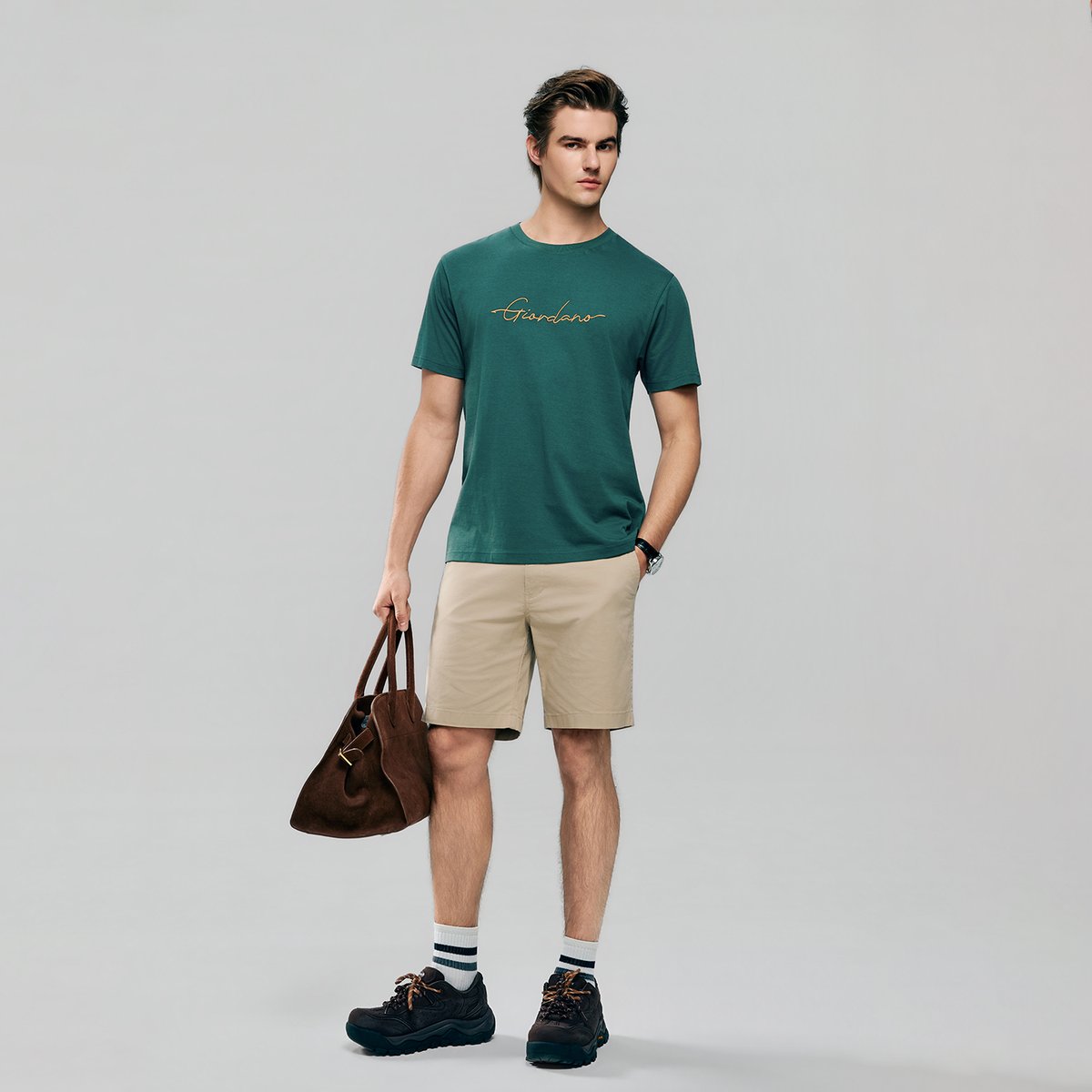 Men’s Slim Fit Cotton Signature Print Tee - Giordano Online