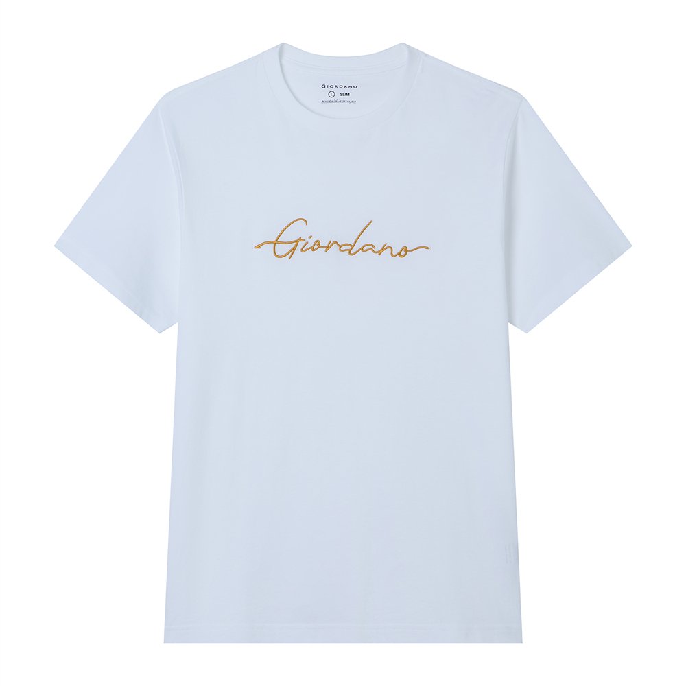 Men’s Slim Fit Cotton Signature Print Tee - Giordano Online