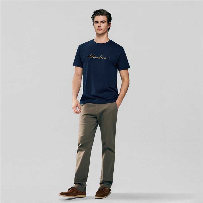 Men’s Slim Fit Cotton Signature Print Tee - Giordano Online