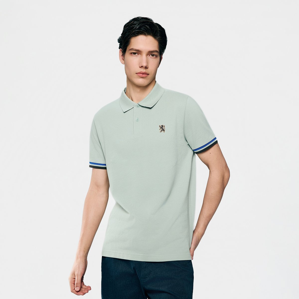 Men's Slim Fit Embroidered Solid Polo - Giordano Online