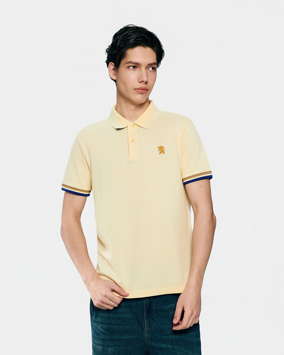 Men's Slim Fit Embroidered Solid Polo - Giordano Online
