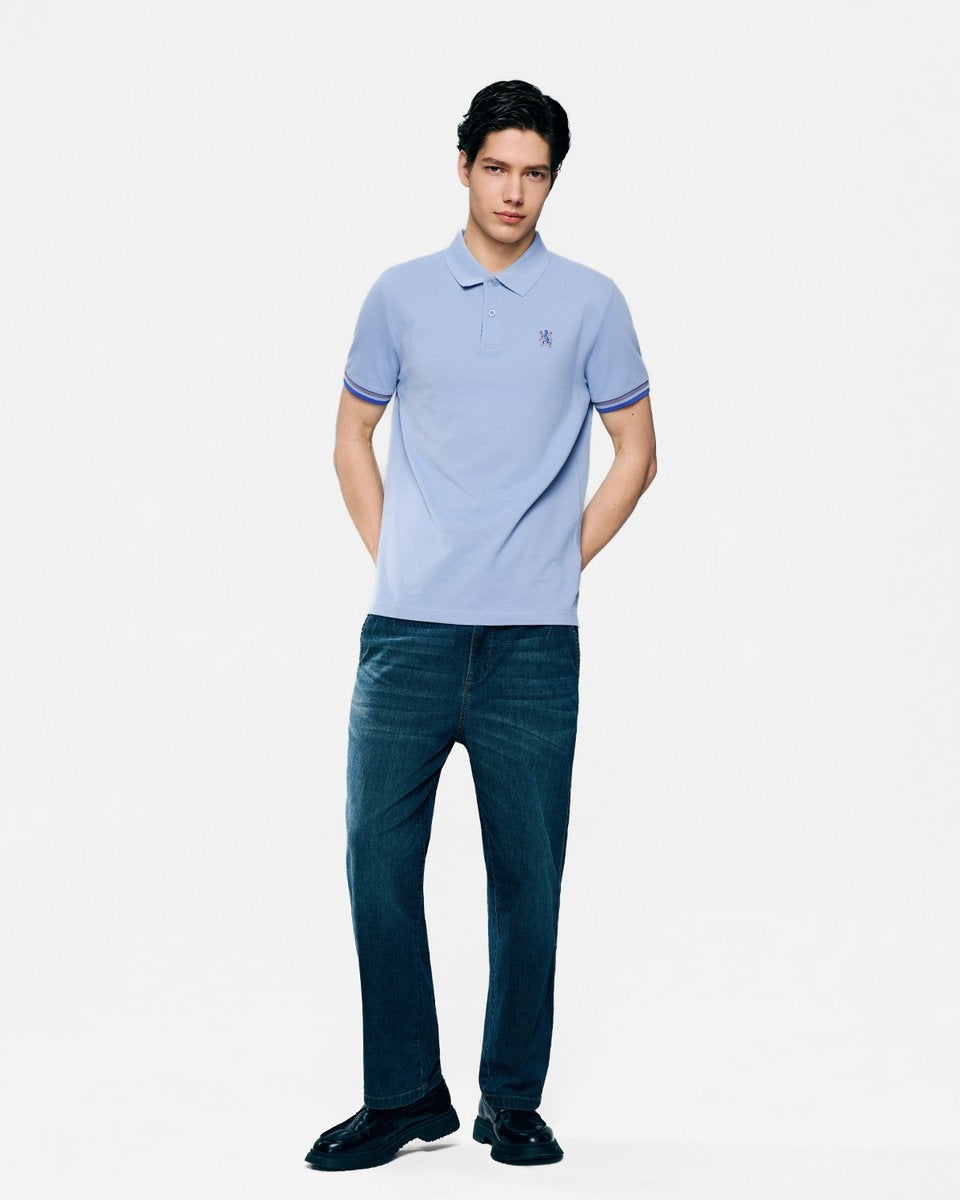 Men's Slim Fit Embroidered Solid Polo - Giordano Online