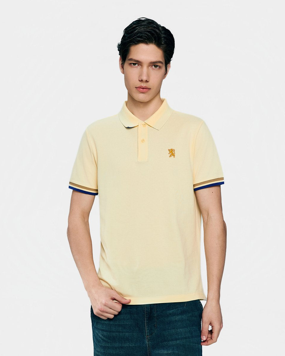 Men's Slim Fit Embroidered Solid Polo - Giordano Online