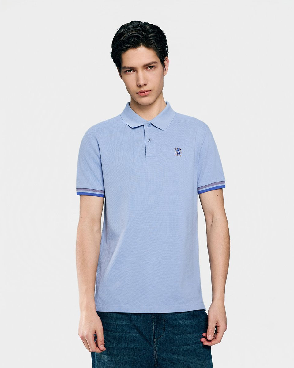 Men's Slim Fit Embroidered Solid Polo - Giordano Online