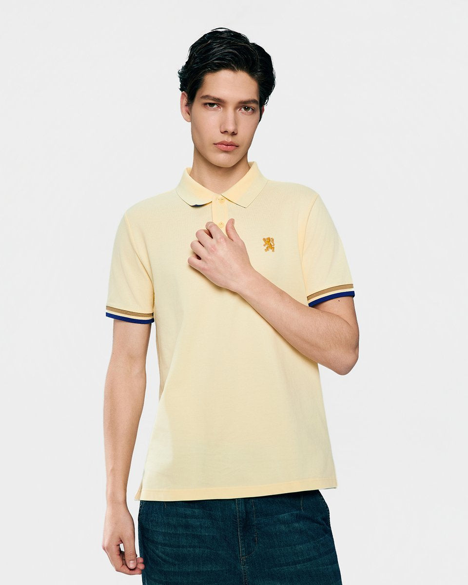 Men's Slim Fit Embroidered Solid Polo - Giordano Online