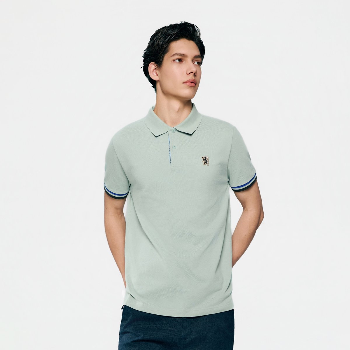 Men's Slim Fit Embroidered Solid Polo - Giordano Online