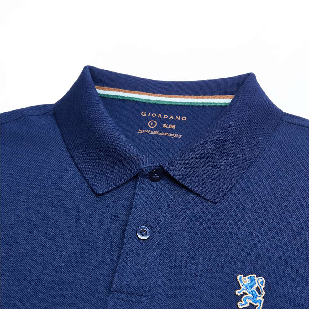 Men’s Slim Fit Embroidery Solid Polo - Giordano Online