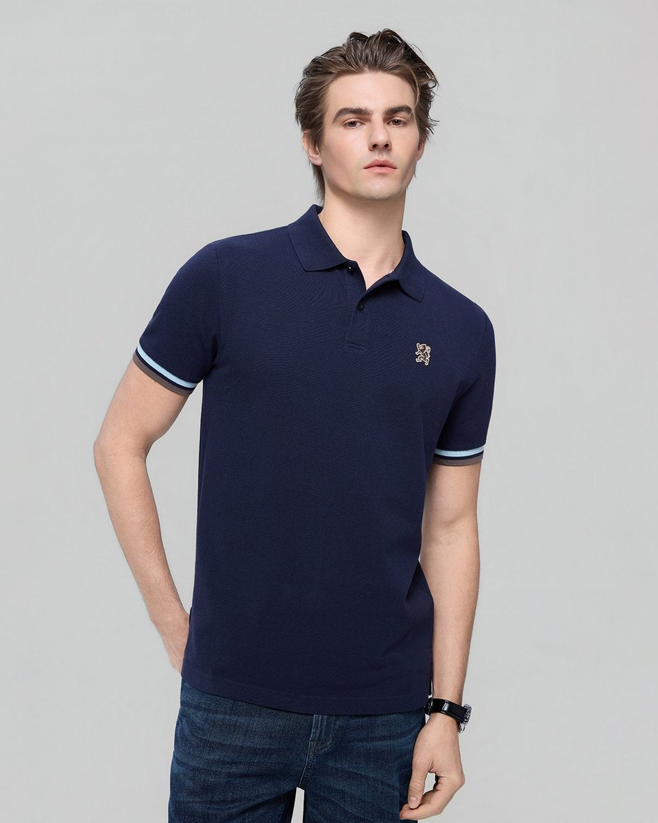 Men’s Slim Fit Embroidery Solid Polo - Giordano Online