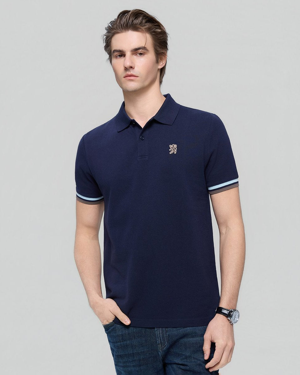 Men’s Slim Fit Embroidery Solid Polo - Giordano Online