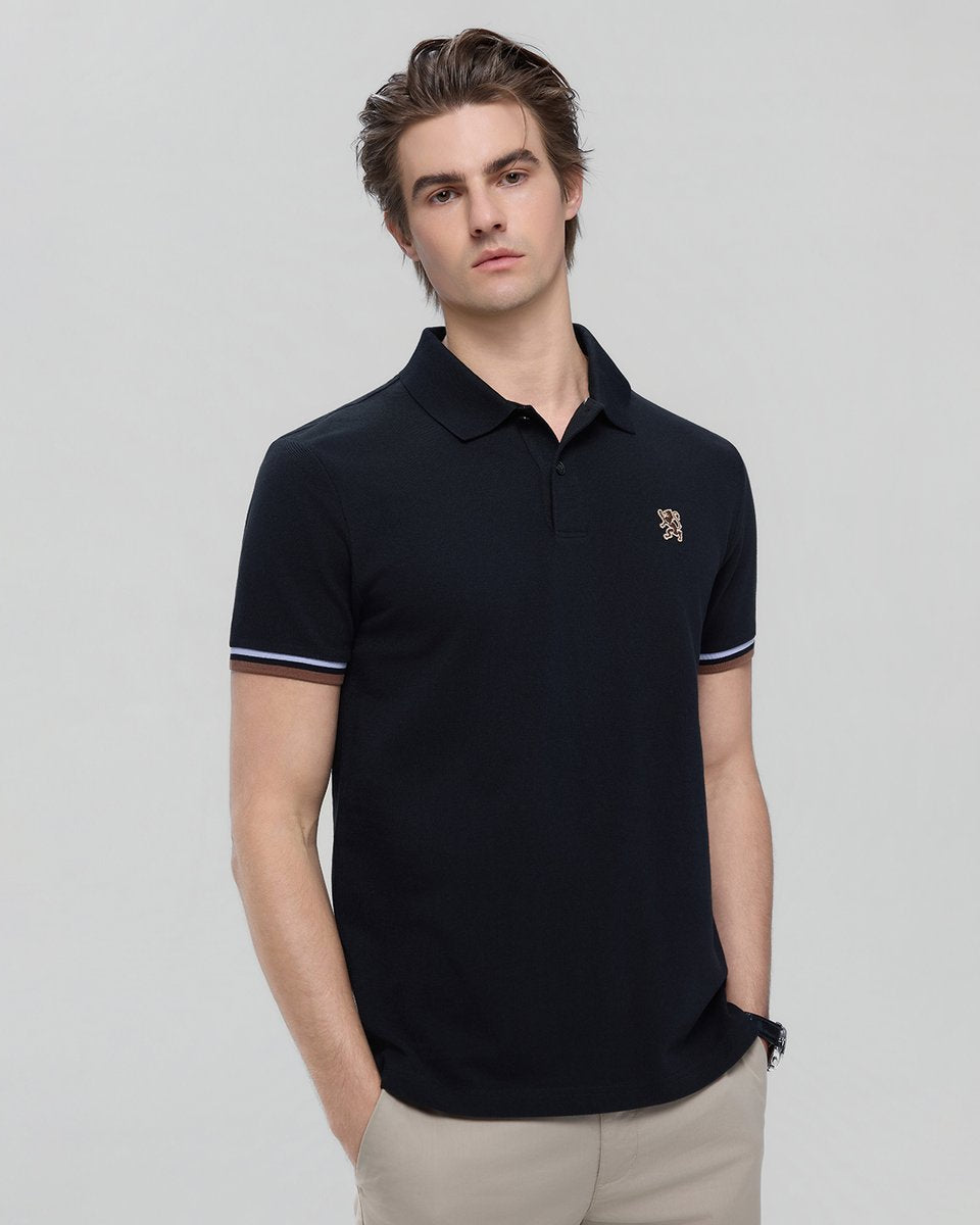 Men’s Slim Fit Embroidery Solid Polo - Giordano Online