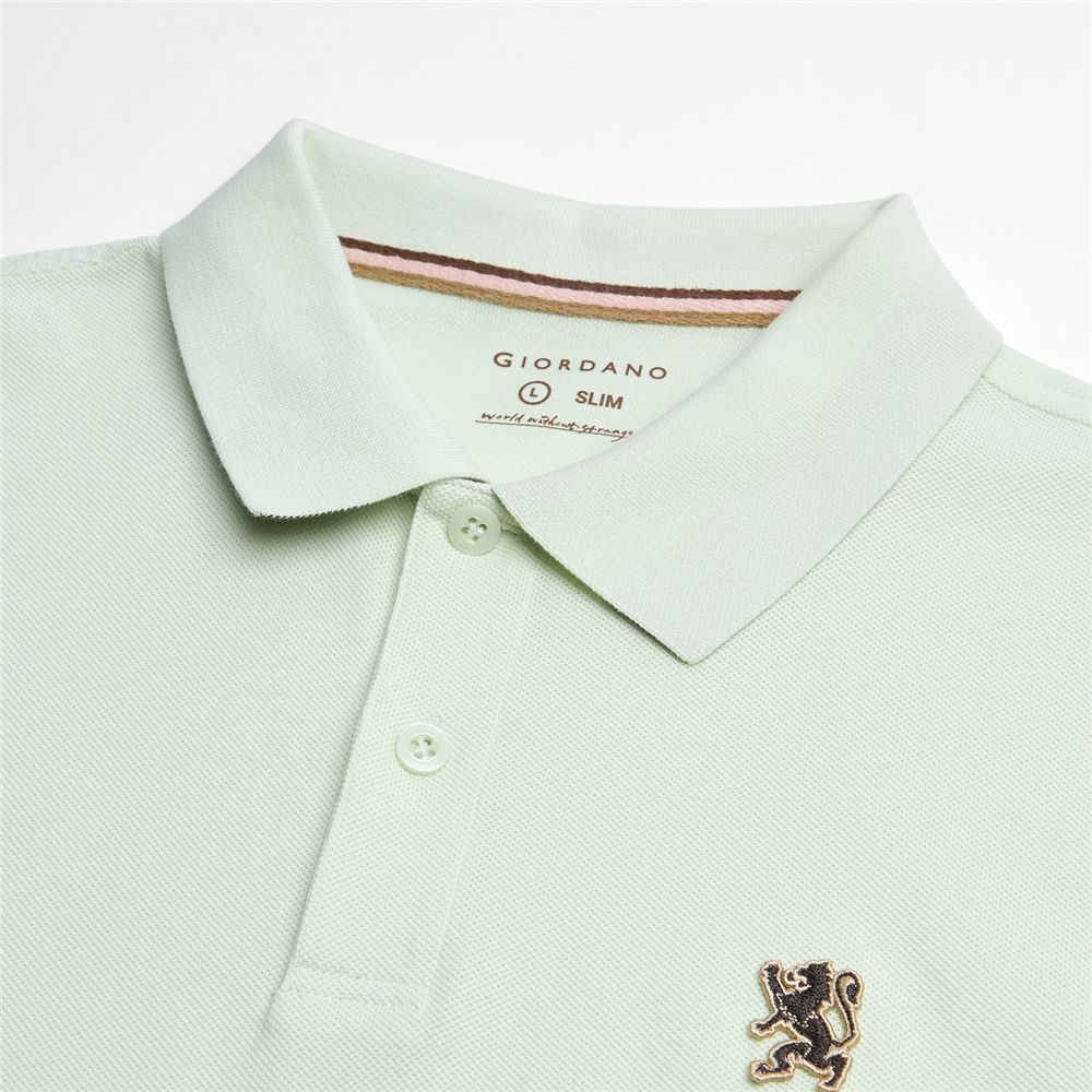 Men’s Slim Fit Embroidery Solid Polo - Giordano Online