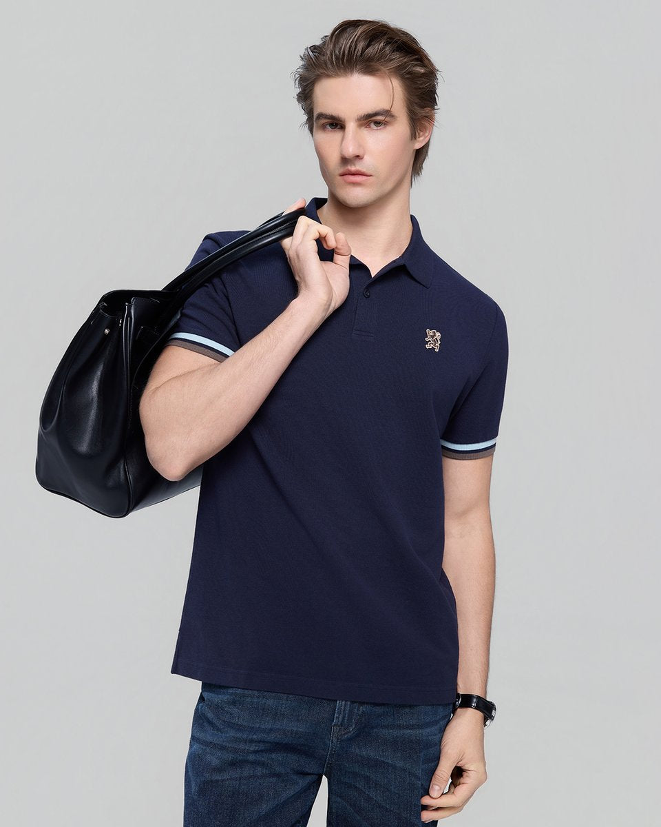 Men’s Slim Fit Embroidery Solid Polo - Giordano Online