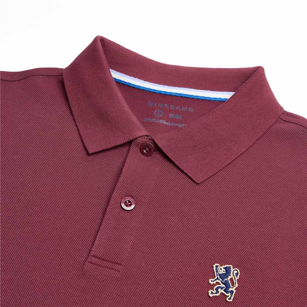 Men’s Slim Fit Embroidery Solid Polo - Giordano Online