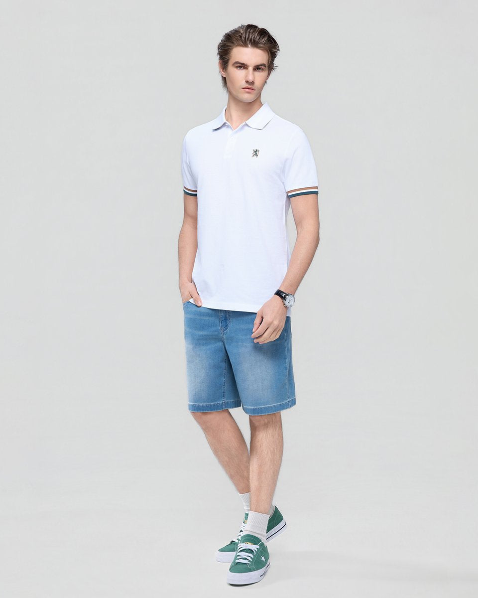 Men’s Slim Fit Embroidery Solid Polo - Giordano Online