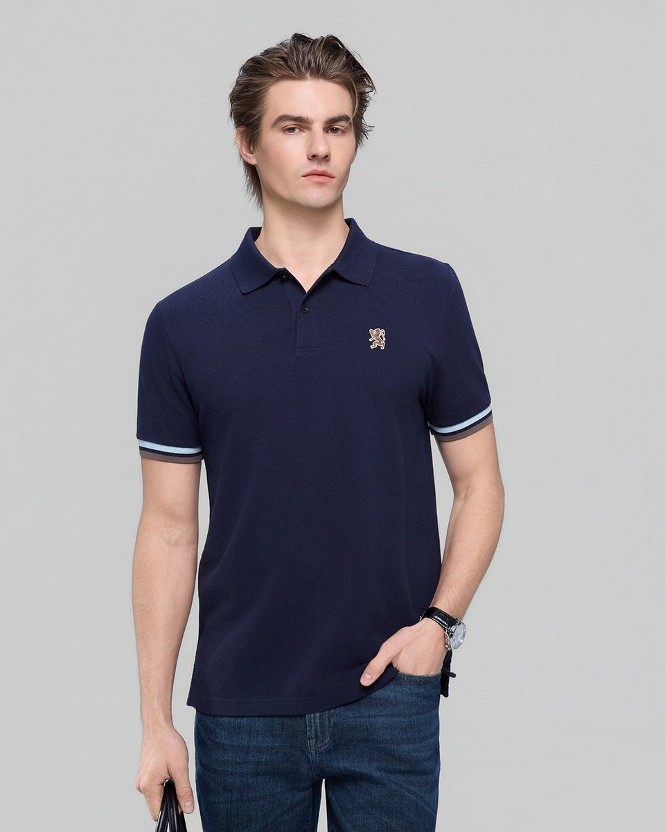 Men’s Slim Fit Embroidery Solid Polo - Giordano Online