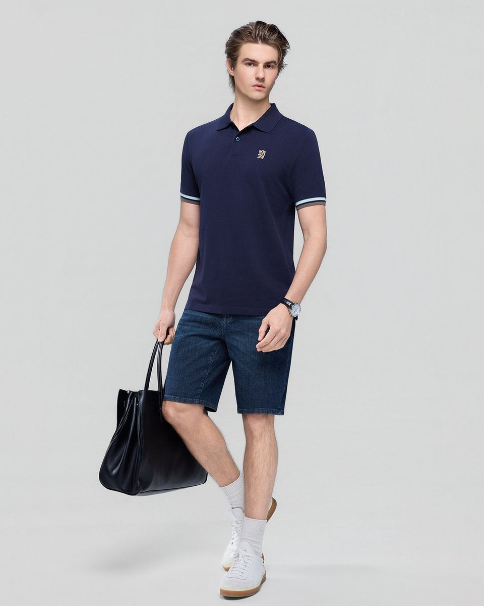 Men’s Slim Fit Embroidery Solid Polo - Giordano Online