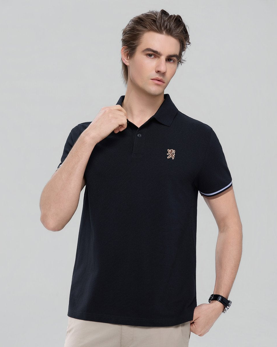 Men’s Slim Fit Embroidery Solid Polo - Giordano Online