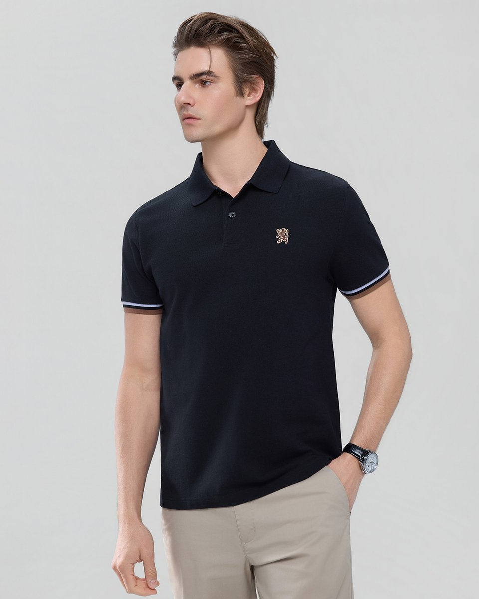 Men’s Slim Fit Embroidery Solid Polo - Giordano Online