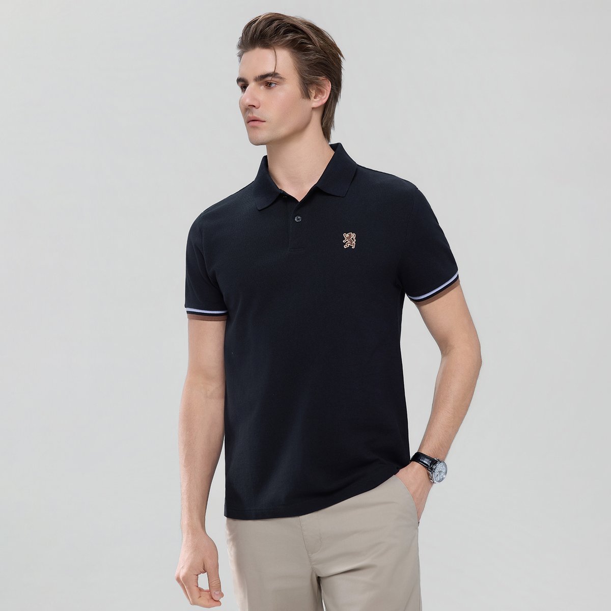 Men’s Slim Fit Embroidery Solid Polo - Giordano Online