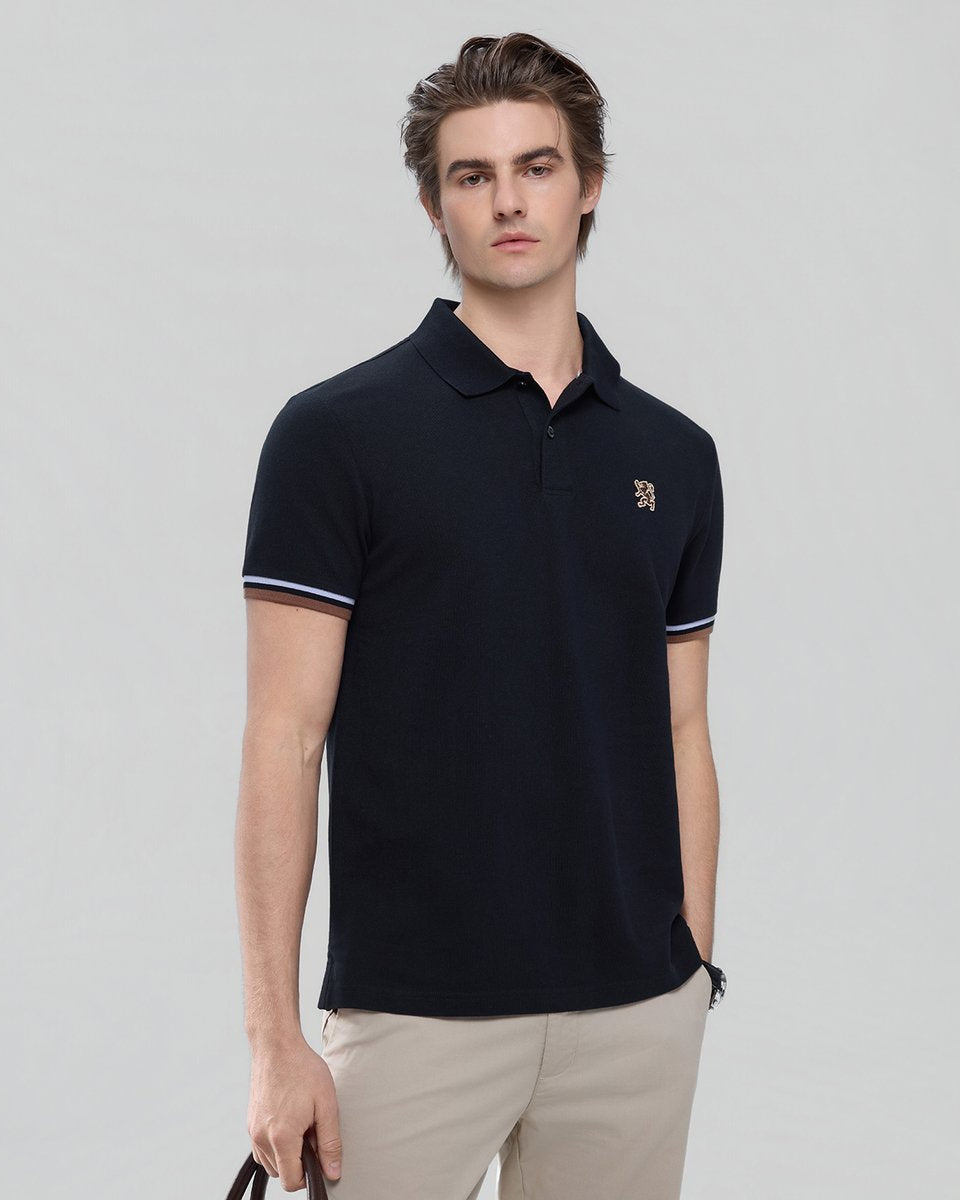 Men’s Slim Fit Embroidery Solid Polo - Giordano Online