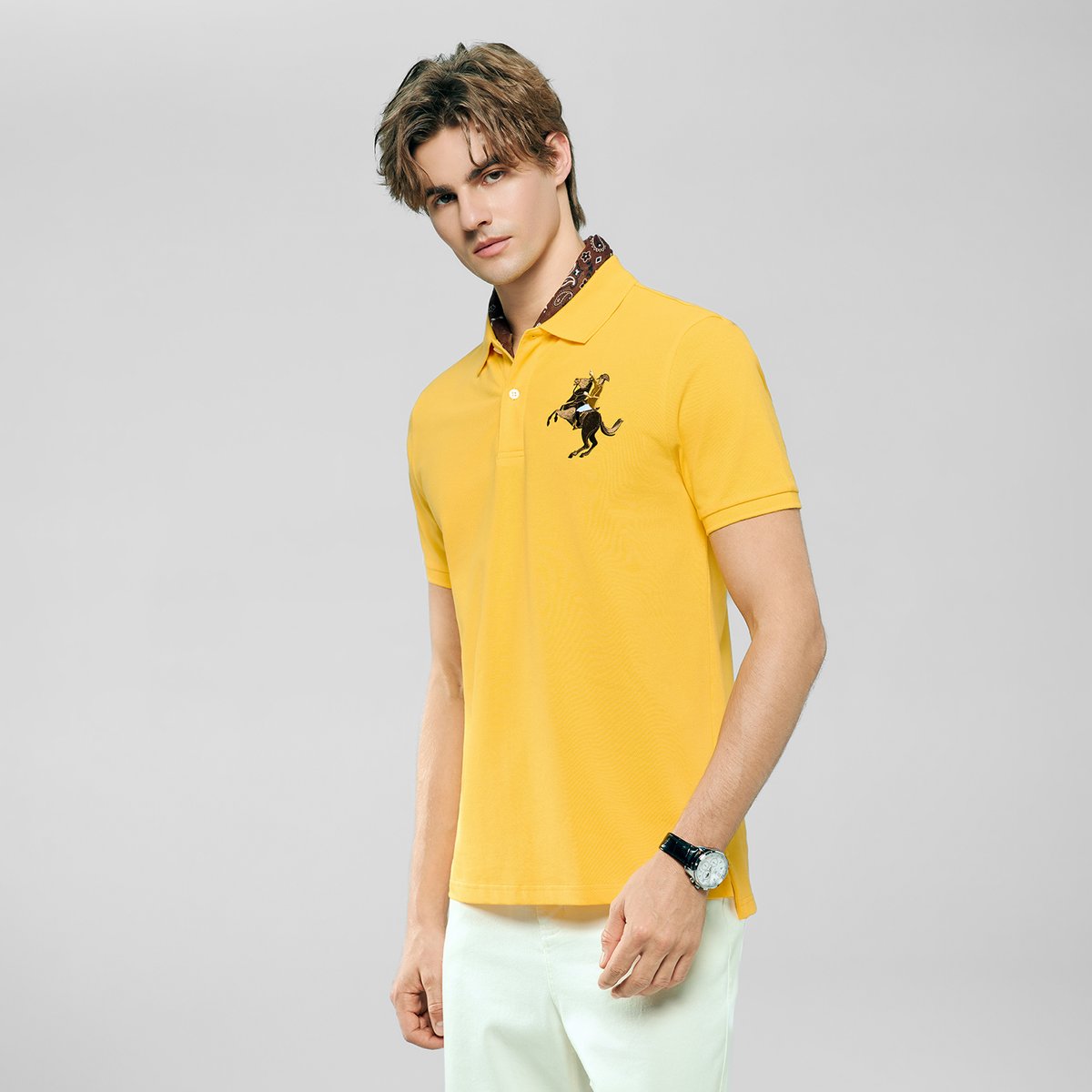 Men’s Slim Fit Napoleon Embroidery Lycra Pique Polo - Giordano Online