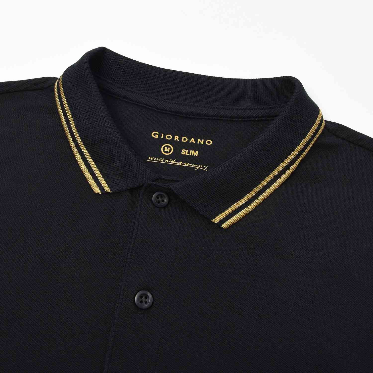 Men's Slim Fit Pique Polo Shirt - Black - Giordano Online