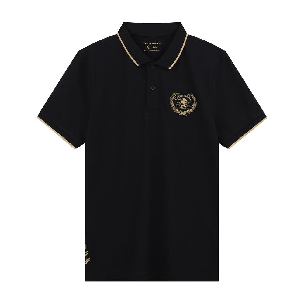 Men's Slim Fit Pique Polo Shirt - Black - Giordano Online