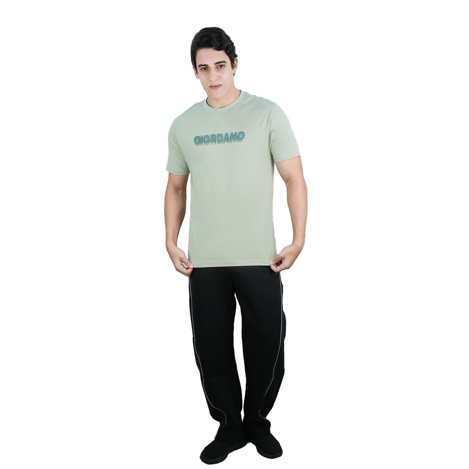 Men's Slim Fit Signature Print Cotton Jersey Tee - Giordano