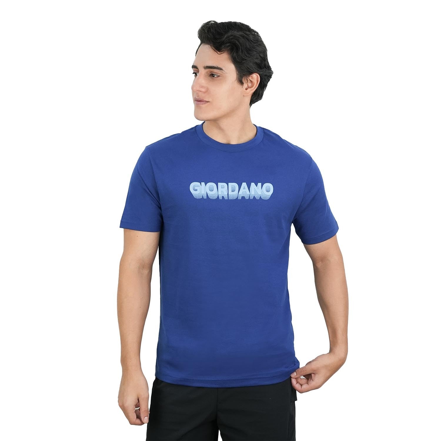 Men's Slim Fit Signature Print Cotton Jersey Tee - Giordano