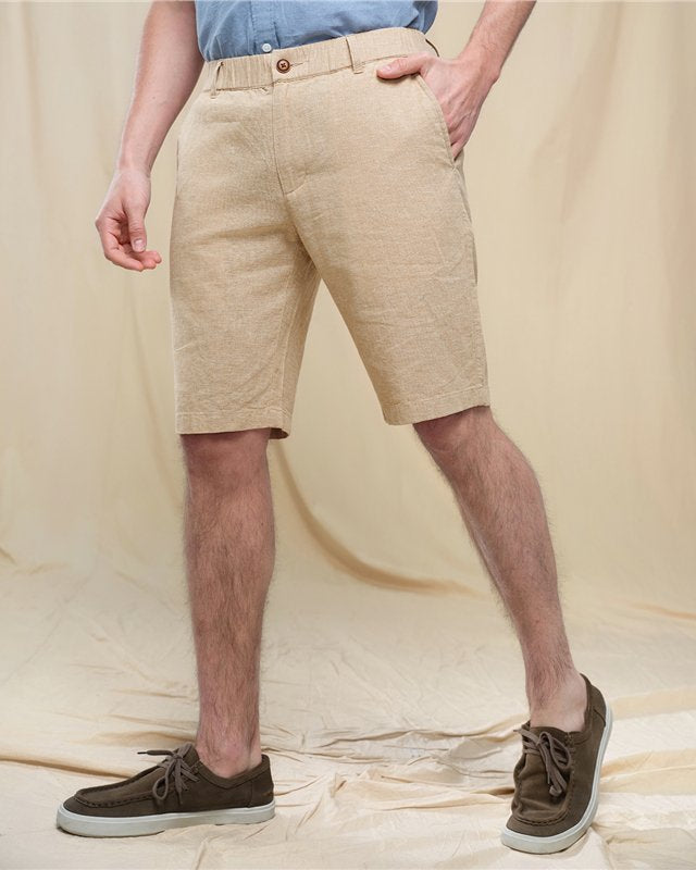 Men's Slim Linen Cotton Bermuda Shorts - Giordano Online