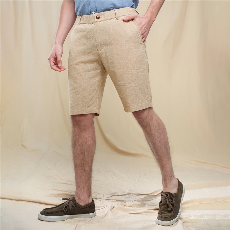 Men's Slim Linen Cotton Bermuda Shorts - Giordano Online