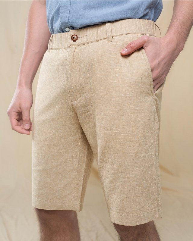 Men's Slim Linen Cotton Bermuda Shorts - Giordano Online