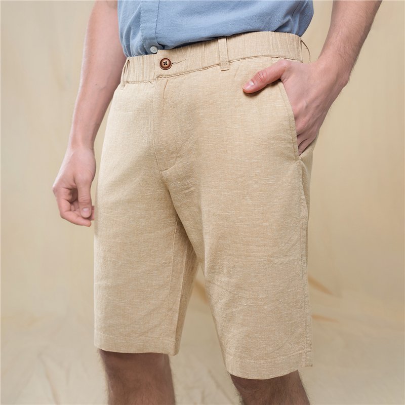 Men's Slim Linen Cotton Bermuda Shorts - Giordano Online