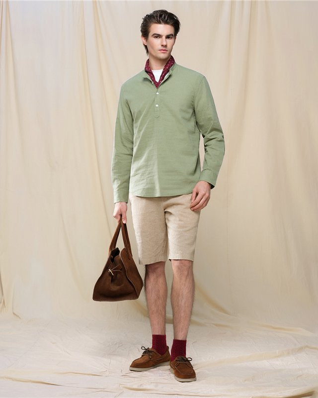 Men's Slim Linen Cotton Bermuda Shorts - Giordano Online