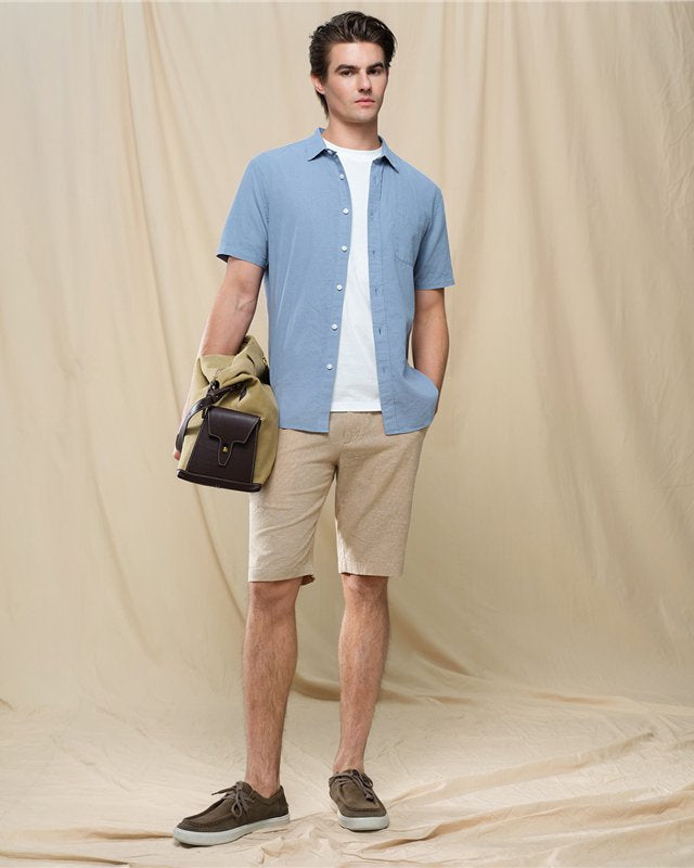 Men's Slim Linen Cotton Bermuda Shorts - Giordano Online