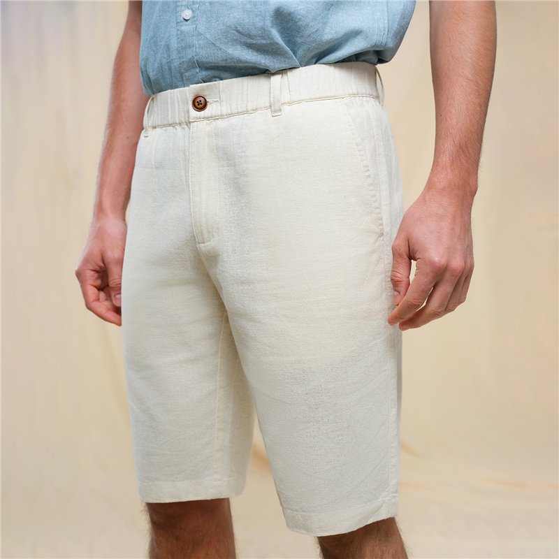 Men's Slim Linen Cotton Bermuda Shorts - Giordano Online